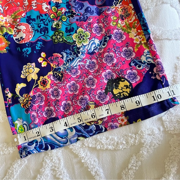 NATORI Blue Multicolor Floral Asian Print Wide Leg Lounge Pants - Picture 16 of 16